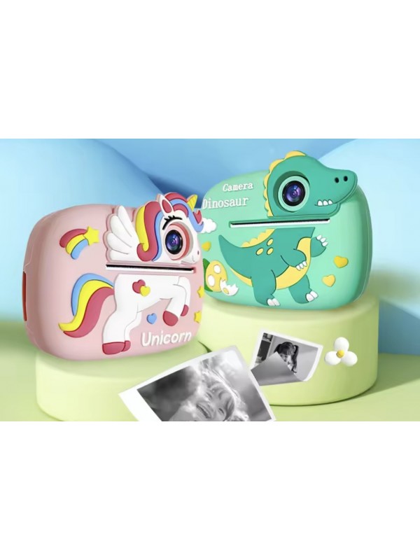 Детски фотоапарат с принтер динозавър , еднорог/Children camera print